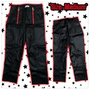 NEW: Unique Vintage - faux leather double front side heart zipper pants (M)